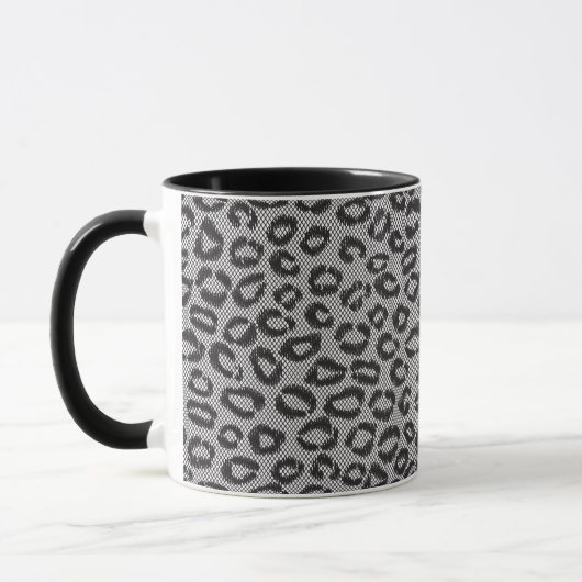 Mug Dentelle nette noire avec le motif de léopard sur (Gauche)