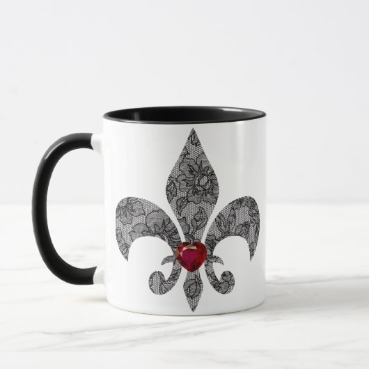 Mug Dentelle Noire 1 Fleur De Lis (Gauche)