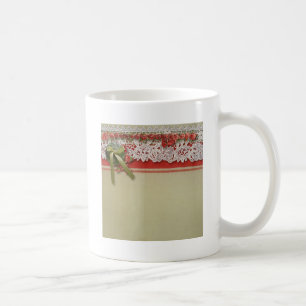 Mug Dentelle Rose Antique Rouge Rustique Burlap Victor