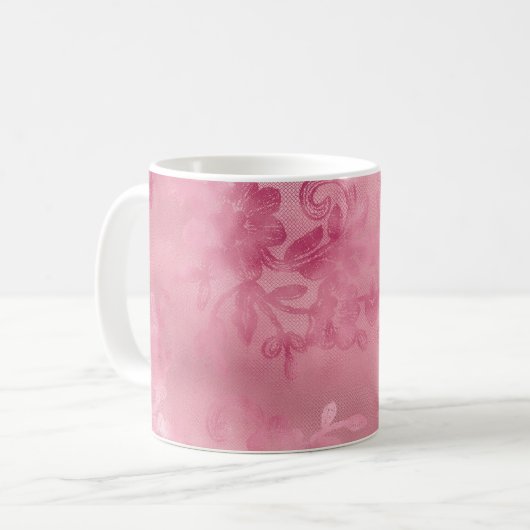 Mug Dentelle Rose Chic (Devant gauche)