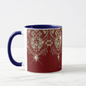 Mug Dentelle rouge et or bordeaux élégante mousseuse (Gauche)