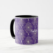 Mug Dentelle Spiderweb en argent sur violet (Devant gauche)