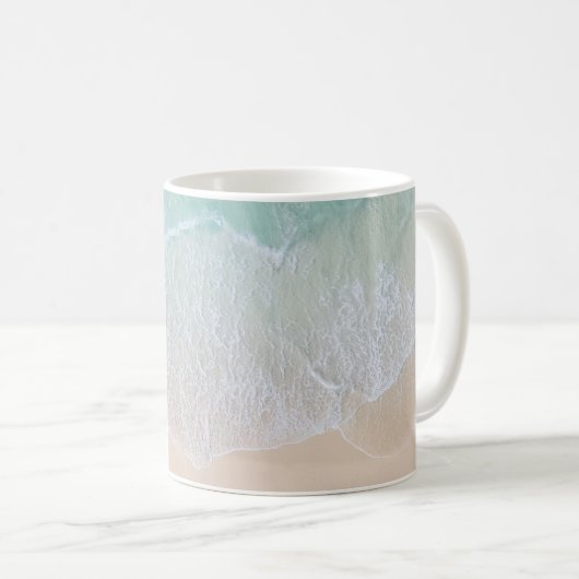 Mug Dentelle verte et blanche Sable et mer (Devant droit)