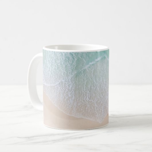 Mug Dentelle verte et blanche Sable et mer (Devant gauche)