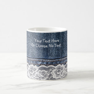 Mug Dentelle vintage de denim de blues-jean des textes