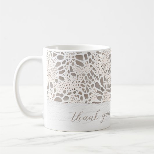 Mug Dentelle vintage et Merci de lin (Gauche)