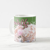 Mug Dentelles blanches romantiques hydrangées roses #m (Devant gauche)