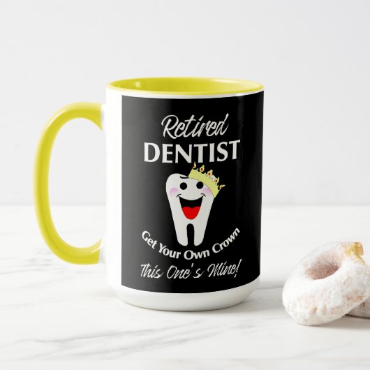 Mug Dentiste à la retraite Funny Novelty Retraite Grap (Avec donut)