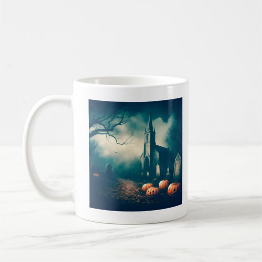 Mug Déplaisant Halloween Graveyard conception rustique (Gauche)