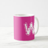 Mug Déplaisant Monogramme blanc sur rose (Devant droit)