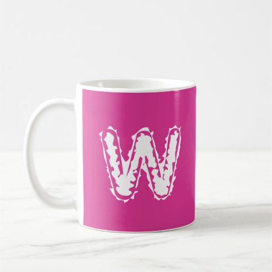 Mug Déplaisant Monogramme blanc sur rose (Gauche)