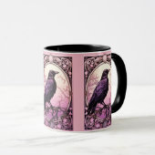 Mug Déplaisant Tarot Crow noir Pink Halloween (Devant droit)