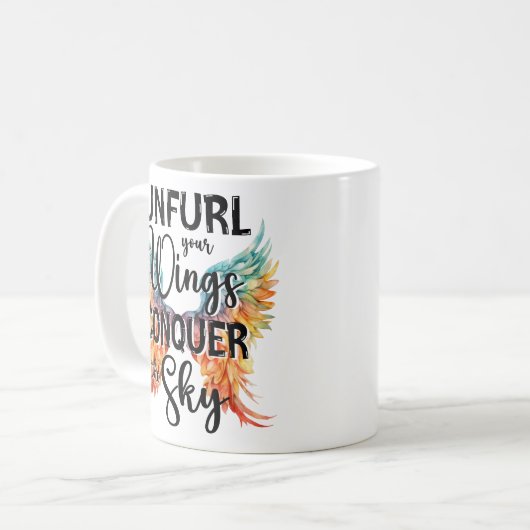Mug Déployez vos ailes conquérir le ciel, Motivationne (Devant gauche)