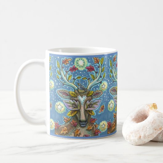 MUG DERNIER D'ART EN FORÊT DE L'AUTOMNE, NID D'OISEAU  (Avec donut)