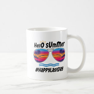 Mug Dernier Jour De L'École Bonjour Été Sungles Beach