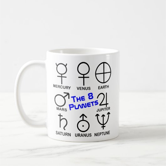 Mug des 8 planètes par symbole (Gauche)