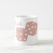 Mug Dés à paillettes roses glamour avec nom personnali (Centre)