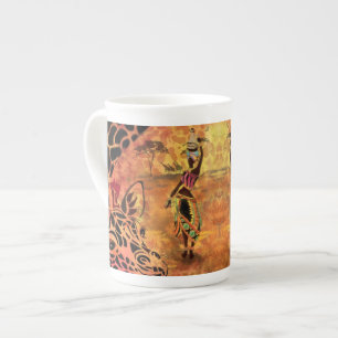 Mug des amis africains de la fille et de la girafe