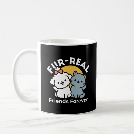 Mug Des amis vrais pour toujours | Cute Cat & Chien Du (Gauche)