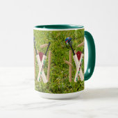 Mug Des Billets De Cricket Sur De L'Herbe Verte, (Devant droit)