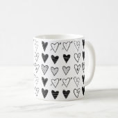 Mug des Coeurs Noir et Blanc (Devant droit)