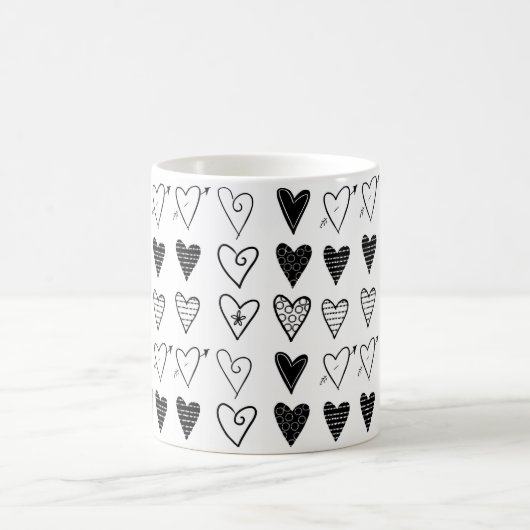 Mug des Coeurs Noir et Blanc (Centre)