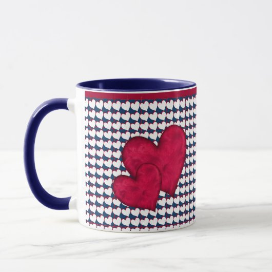 Mug des Coeurs Rouge et Blanc (Gauche)