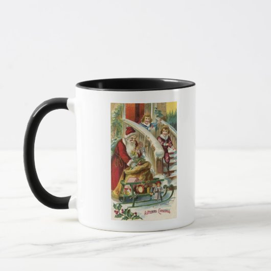 Mug Des enfants courent pour saluer Père Noël (Gauche)