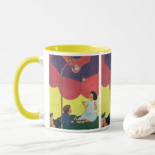 Mug Des enfants vintages soufflent des bulles sous un 