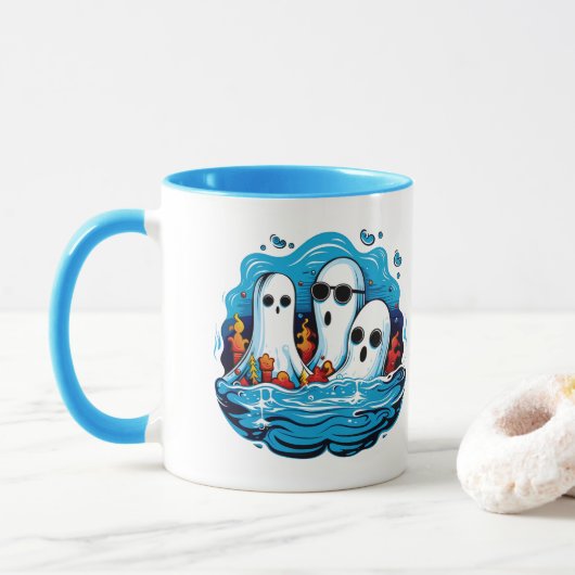 Mug Des fantômes à la feuille pour Halloween (Avec donut)