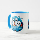 Mug Des fantômes à la feuille pour Halloween (Devant gauche)