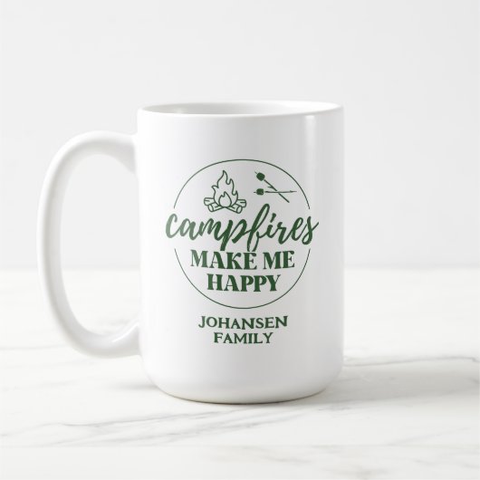 Mug Des feux de camp rétro me rendent heureux (Gauche)