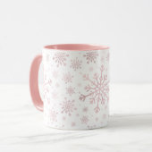 Mug Des flocons de neige roses à Noël blanc d'hiver (Devant gauche)