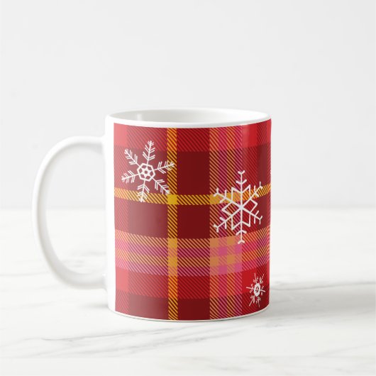 Mug Des flocons de neige sur une plaque de Noël (Gauche)
