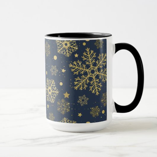 Mug Des flocons dorés sur la marine (Droite)