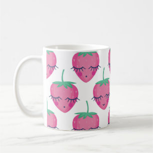 Mug Des fraises endormies, mignonnes motifs.
