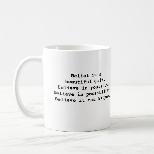 Mug Des mots inspirants qui parlent de croire (Gauche)