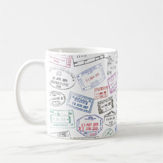 Mug Des timbres-passeports internationaux sur une tass