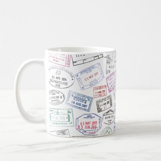 Mug Des timbres-passeports internationaux sur une tass (Gauche)