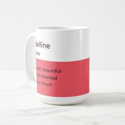 Mug Description du nom simple rose blanc (Devant gauche)