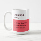 Mug Description du nom simple rose blanc (Gauche)