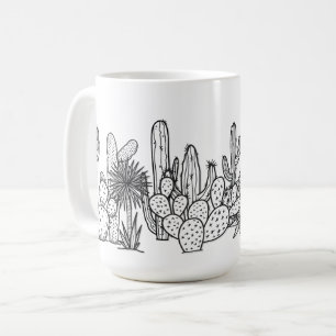 Mug Désert Minimaliste – Botanique à l'encre noire