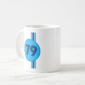 Mug Design 79 en blue on turquoise with stripes (Devant gauche)