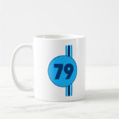 Mug Design 79 en blue on turquoise with stripes (Gauche)
