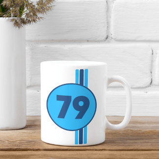 Mug Design 79 en blue on turquoise with stripes