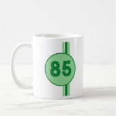 Mug Design 85 en vert on mint green with stripes (Gauche)