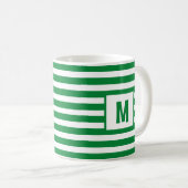 Mug Design à rayures vert et blanc unique (Devant droit)