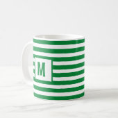 Mug Design à rayures vert et blanc unique (Devant gauche)