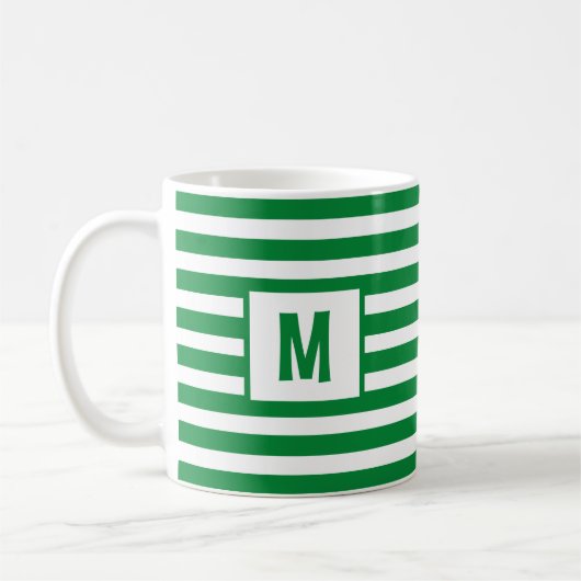 Mug Design à rayures vert et blanc unique (Gauche)