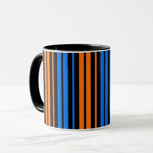 Mug Design à rayures verticales bleu orange bleu (Devant gauche)